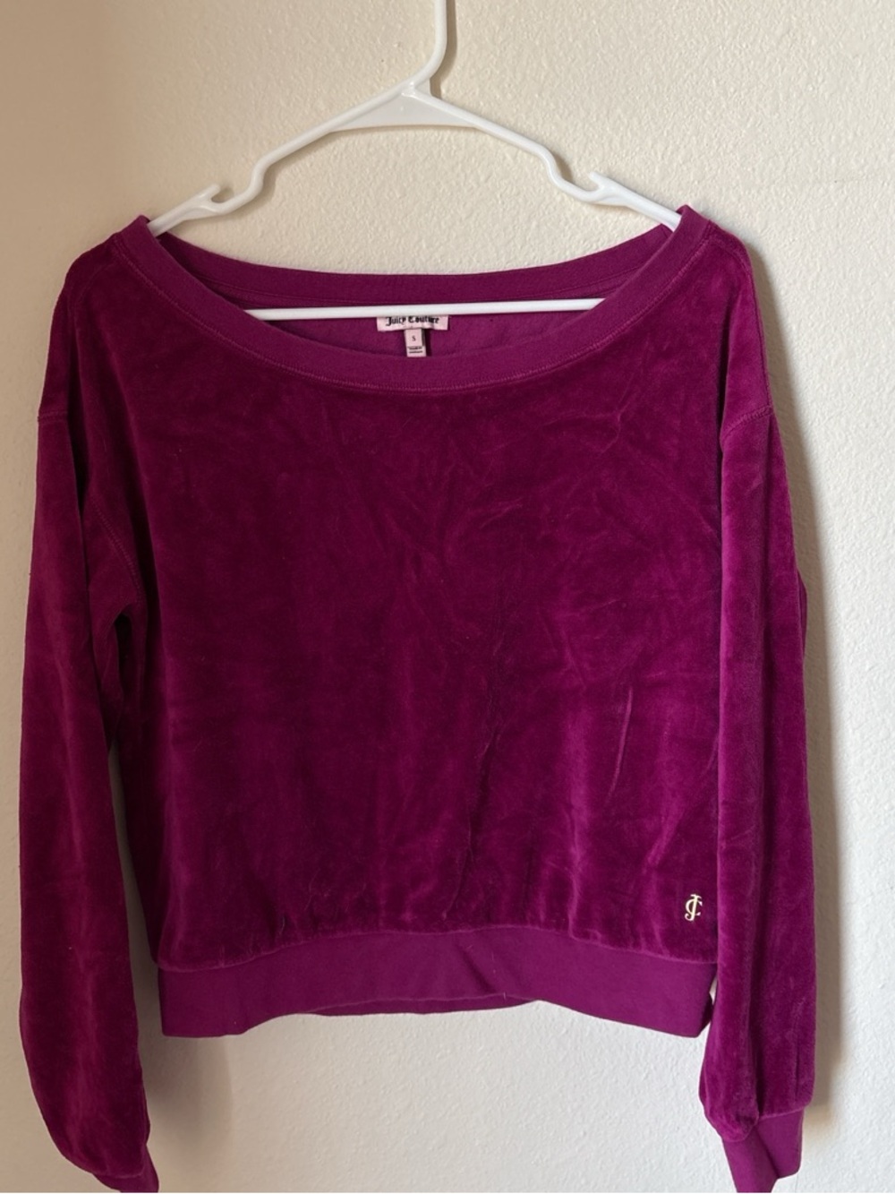 Juicy Couture Fuchsia Velvet Crewneck Sweatshirt